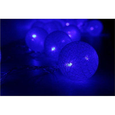 Хлопковые фонарики "ГОЛУБЫЕ", 20 LED, 3 м.