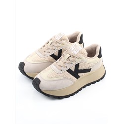 03-PDH340-2 APRICOT Кроссовки демисезонные женские (натуральная замша, натуральная кожа, текстиль)