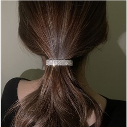 Круглая заколка-автомат для хвоста со стразами, 5 см.