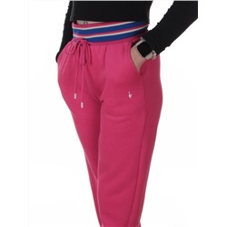 2615 CRIMSON Брюки утепленные спортивные женские (85% хлопок, 10% полиэстер, 5% спандекс)