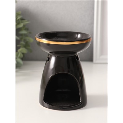 Аромалампа для эфирных масел «Древо жизни», керамика, чёрная с золотом, 9.3×9.3×11.8 см