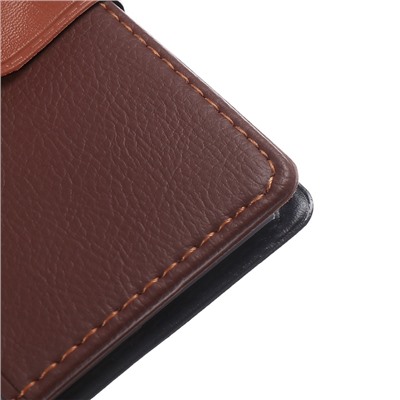 Записная книжка А6, 102 листа, обложка ПВХ, на кнопке, коричневая