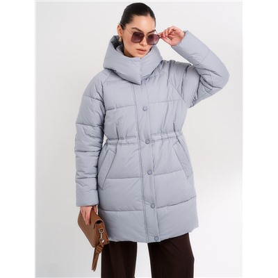 Пуховик женский серо-голубой