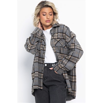 Пальто-рубашка Хармони (серо-бежевая) Б15041-5М