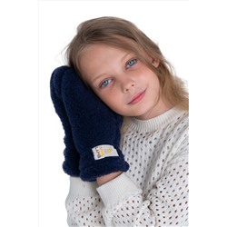 Варежки детские меховые индиго