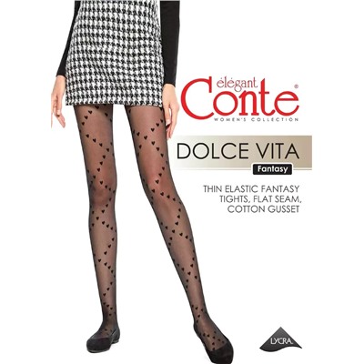 CONTE DOLCE VITA Колготки женские в сердечки c имитацией шнуровки