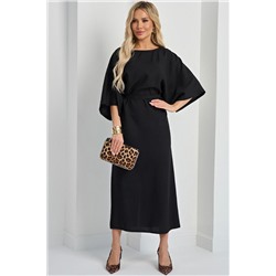 Платье длинное чёрное с поясом