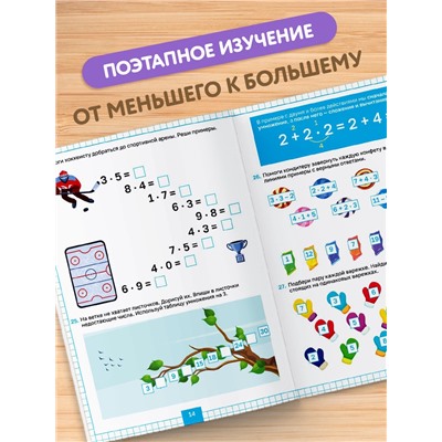 Книга "Тренажёр по математике с крутящейся шпаргалкой", 44 страницы.