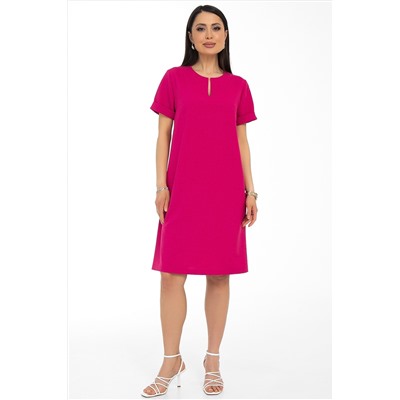 Платье-футляр малиновое с разрезом