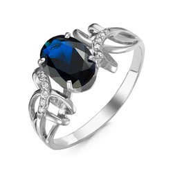 Серебряное кольцо с фианитом синего цвета 288