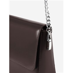 Ручка для сумки, с плоскими цепочками и карабинами, 120×3 см, цвет коричневый, серебряный