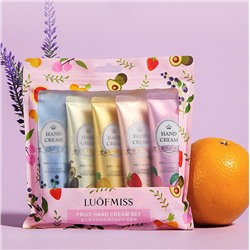 Набор парфюмированных кремов для рук с ФРУКТОВО-ЯГОДНЫМИ ароматами LUOFMISS Plant Hand Cream Set, 5 шт. * 30 гр.