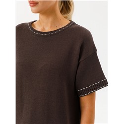 Блуза вязаная коричневая с короткими рукавами