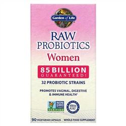 Garden of Life, пробиотики RAW, для женщин, 85 млрд, 90 вегетарианских капсул (28,33 млрд живых культур в 1 капсуле)