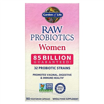 Garden of Life, пробиотики RAW, для женщин, 85 млрд, 90 вегетарианских капсул (28,33 млрд живых культур в 1 капсуле)
