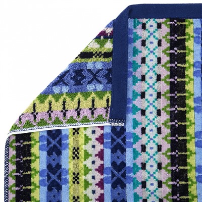"Missoni-3005" Полотенце махровое 50х90см, плотность 375гр/м2, 100% хлопок, велюр, синий, Bolangde (Китай)