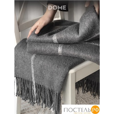 DOME ЙЕРК Плед сер. 140х200+10х2 см, 1 пр., 52% акрил, 48% шерсть, 350 г/м2