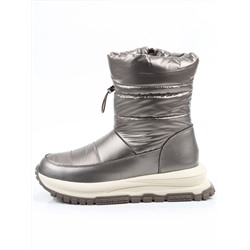 02-WA010-2M GRAY/BRONZE Сапоги "Дутики" зимние женские (натуральная кожа, курточная ткань, 100% шерсть)