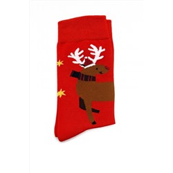 Носки НГ р.40-45 "Happy NY" Олень на красном