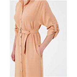 Платье А-образного силуэта золотисто-оранжевого цвета с поясом