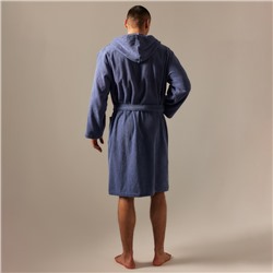 Халат махровый с капюшоном мужской SL HOME: Basic «Ривьера», размер S, хлопок 100%, синий