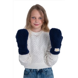 Варежки детские меховые индиго