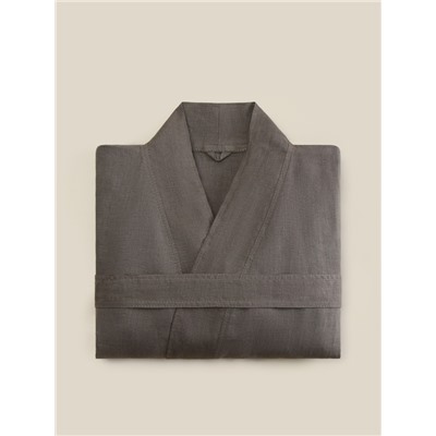 Халат женский короткий SL HOME Graphite-52, лён 100%, графит