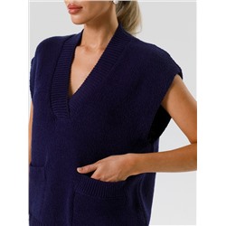 Жилет вязаный тёмно-синий