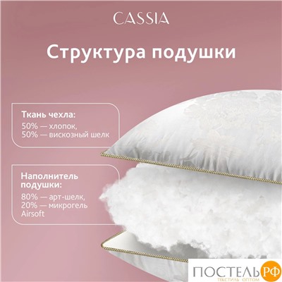 CASSIA ИРЕМ Подушка 50х70, 1пр., жаккард хл,виск.шелк/арт-шелк/микрогель Airsoft