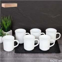 Кружка 6 штук 250 мл  рифленая CB250 (WHITE) /уп 12/