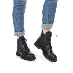01-CA112-1 BLACK Ботинки демисезонные женские (натуральная кожа, байка)