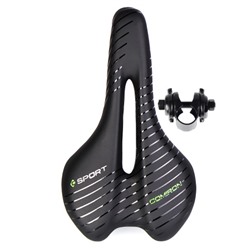 Седло велосипедное MTB COMIRON POGACAR N846 280X160, Технологии: DW, ED. Верх: PU принтованный глянец/Цвет: Чёрный+Жёлтый /уп 30/