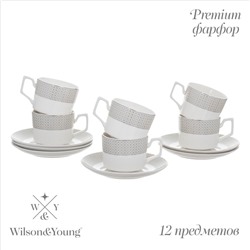 Чайный сервиз WY Eternal, 12 предметов, кружка 250 мл 6 шт, блюдце 6 шт, фарфор