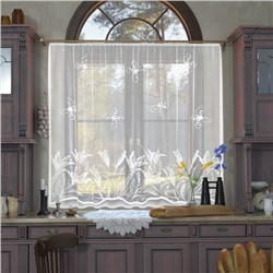 Тюль на кухню без шторной ленты 170×170 см, белая