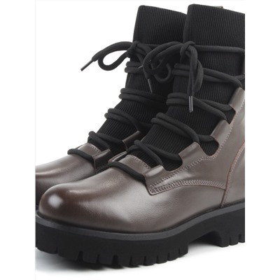 01-XKL21-196R GRAY/BROWN Ботинки демисезонные женские (натуральная кожа, байка)