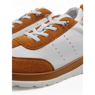 03-YA486-2 WHITE/SAND Кроссовки женские (натуральная кожа, натуральная замша)