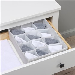 Органайзер для хранения белья LaDо́m, 12 ячеек, 32×24×12 см, серый