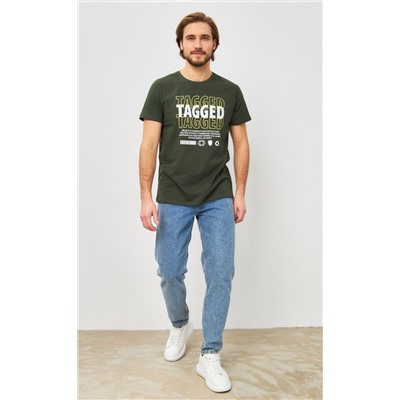 Футболка мужская с принтом P411-06-847 хаки