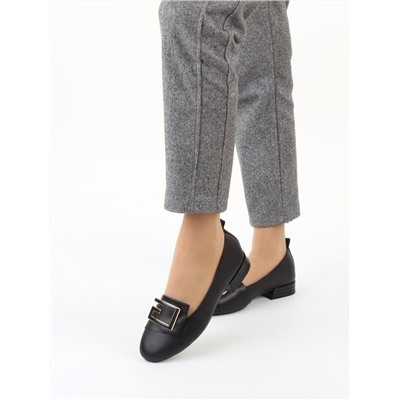 06-M47-56 BLACK Туфли женские на широкую ногу (натуральная кожа)