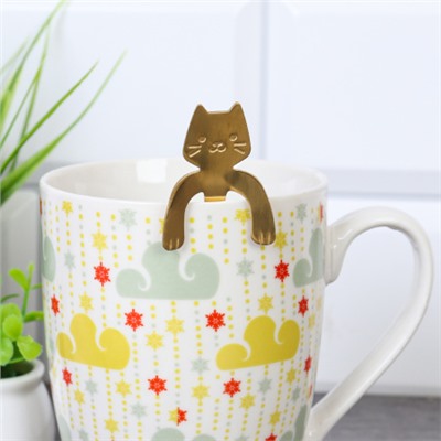 Ложка чайная золото Котик / MJ029 /уп 400/
