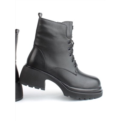 04-M3-H207 BLACK Ботинки зимние женские (натуральная кожа, натуральный мех)