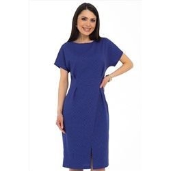 Платье-футляр синее в горошек