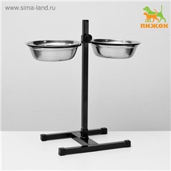 Подставка с мисками, 2×1.5 л, высота 50 см, разборная, чёрная