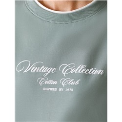 Свободный свитшот с принтом и разрезами из эластичного футера двухнитки без начеса