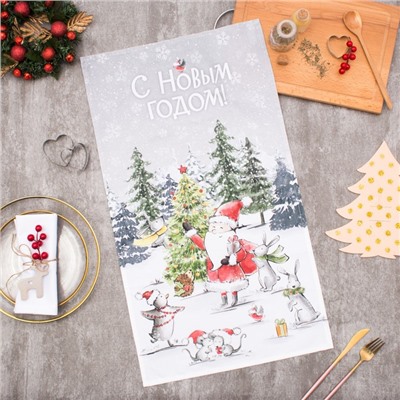 Полотенце кухонное новогоднее «Этель. Подарки от дедушки», 40×70±3 см,100% хлопок, саржа 190 г/м²