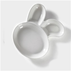 Блюдо для подачи Magistro «Ушастый зай» с двумя соусниками, 27×22.5 см, фарфор, белое