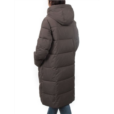 2413 GREY BROWN Пальто зимнее женское (200 гр. холлофайбер)