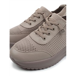 03-A629-5 DK. BEIGE Кроссовки-носки "Снокеры" женские (натуральная кожа, текстиль)