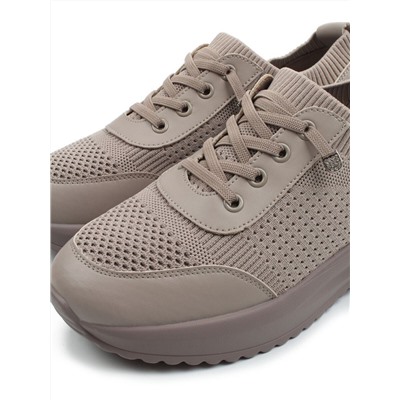 03-A629-5 DK. BEIGE Кроссовки-носки "Снокеры" женские (натуральная кожа, текстиль)