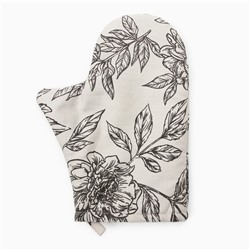 Варежка - прихватка «Этель» Black flowers, 20×27 см, 100% хлопок, саржа 190 г/м²